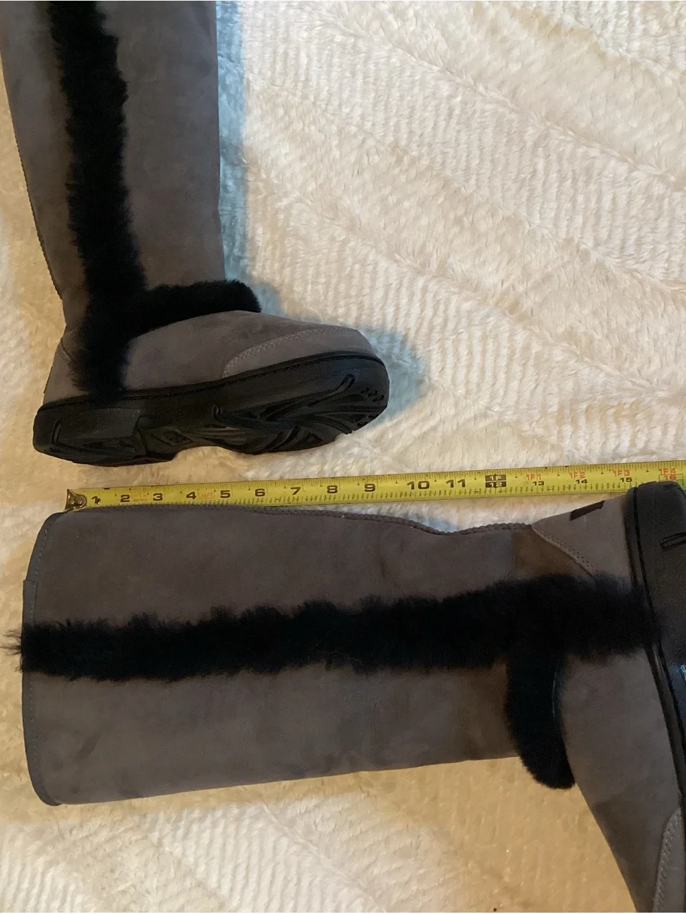 Womens Sz 5 Lamb Wool Black/grey Sunburst Tall UGG Winter Starburst Boots New